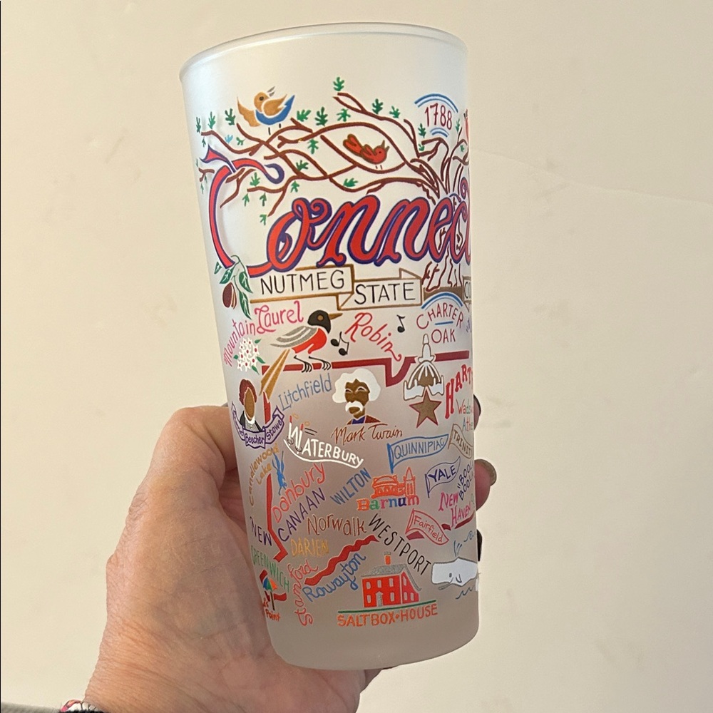CatStudio Connecticut Frosted Glass colorful with landmarks art